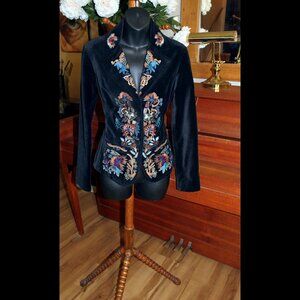 Vintage Velvet Embroidered Blazer Jacket